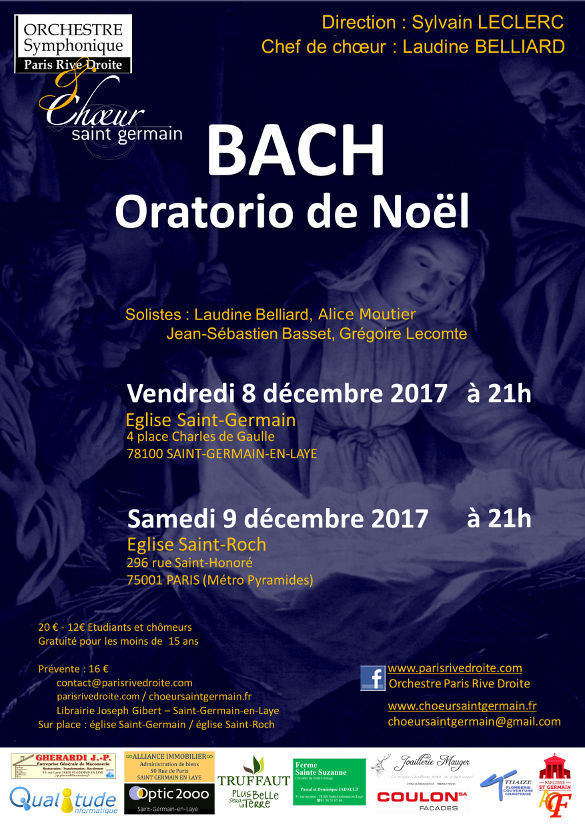 CONCERT Oratorio de Noël de Bach-décembre 2017